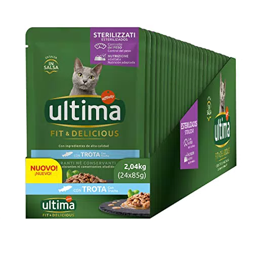 Ultima Cibo Umido per Gatti Fit & Delicious con Trota: 24 Buste da 85g