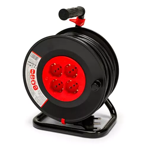 Velamp REEL-IT-25 Prolunga Elettrica con Avvolgicavo 4 Prese Polivalenti + Spina Grande 16A