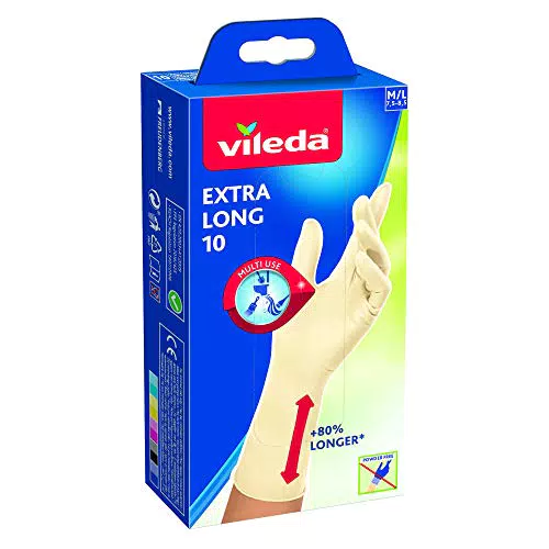 Vileda - Guanti extra lunghi in lattice M