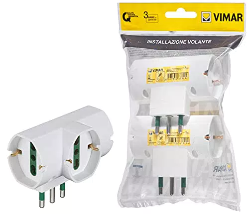 Adattatore Multiplo Vimar SICURY 250V Verticale con 3 Prese Universali