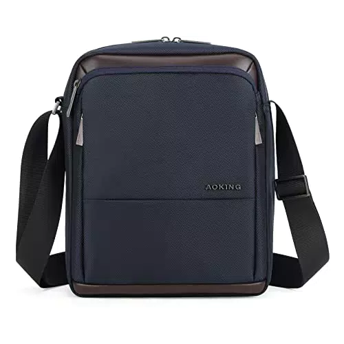 Borsello Uomo VINBAGGE Borsa a Tracolla Regolabile per Tablet Impermeabile - Blu