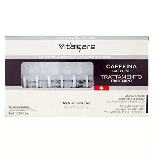 Vitalcare Trattamento Caffeina Rinforzante per Capelli con Vitamina PP - 10 Fiale da 6 ml