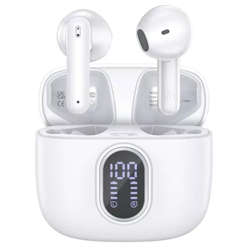 Cuffie Bluetooth WHYKJTEK Stereo HiFi con 4 Mic, 40ore Riproduzione IP7 Impermeabili