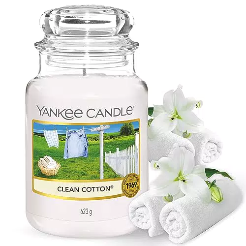 Yankee Candle Candela Profumata in Giara Grande, Clean Cotton