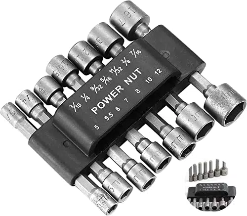Adattatore Esagonale Chiavi Bussola con Set di Punte da 5 mm a 12 mm - Avvitatore Mandrini Trapano Brugole 1/4 Pollice