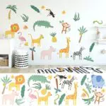 Adesivi Murali Animali della Giungla per Bambini - Set di 4 Sticker da Muro