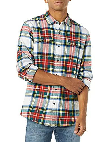 Amazon Essentials Camicia in Flanella con Due Tasche a Maniche Lunghe