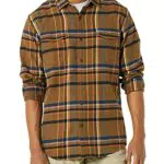 Amazon Essentials Camicia in Flanella a Maniche Lunghe da uomo, Verde Oliva Puntinato