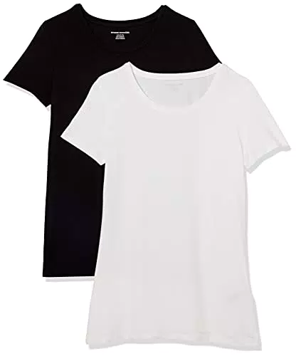 Amazon Essentials T-Shirt Girocollo a Maniche Corte da donna, 2 pezzi