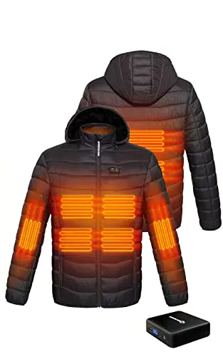 Antarctica Gear - Giacca Riscaldante Leggera con Power Bank 12V - Cappotto Invernale 6 Zone Unisex