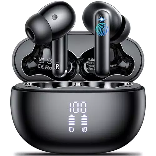 Aoslen Cuffie Bluetooth Wireless In Ear HiFi Stereo con 4 Mic, Ricarica USB-C IP7 Impermeabili