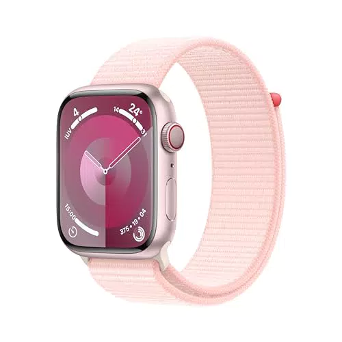 Apple Watch Series 9 GPS + Cellular Smartwatch con cassa in alluminio e Sport Loop rosa - Fitness tracker e display Retina always-on