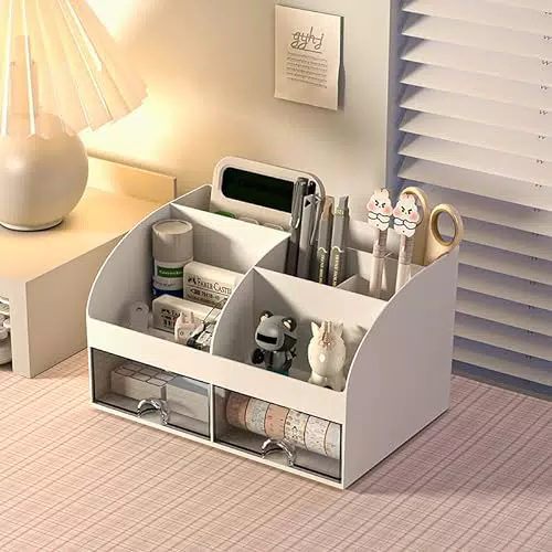 Organizer da Scrivania Multifunzione con Cassetto - Ideale per Casa, Ufficio e Scuola