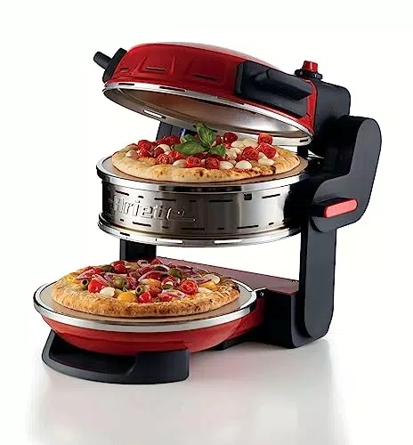 Forno Pizza Doppio Ariete 927: 5 Livelli di Cottura, Piastre Refrattarie Antiaderenti, Pale Acciaio Inox, Termostati, Diametro 32 cm