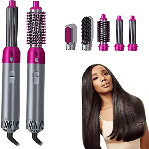 Arricciacapelli 5 in 1 Rotante con Asciugacapelli e Piastra per Capelli