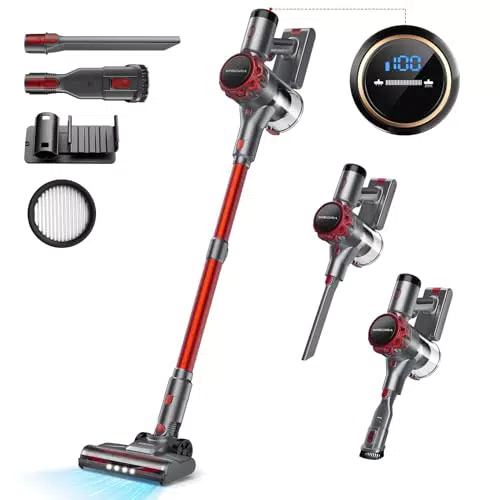 Aspirapolvere Senza Fili con Batteria Rimovibile e Spazzola Elettrica per Moquette e Pavimenti