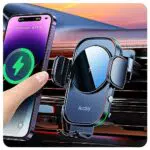 Caricatore Wireless Auto Auckly Qi 15W con Supporto Telefono Auto - Ricarica Wireless per iPhone e Galaxy S22/S23