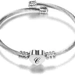 Bracciale Aurstore in Acciaio Inossidabile Regolabile con Lettera Personalizzabile - Da Donna