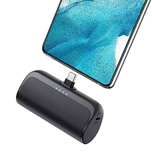 Power Bank AXNEB 5200mAh con USB C - Caricatore Portatile Ultra-compatto 15W PD 3A