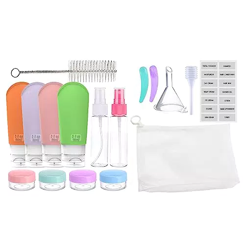 Flaconi Viaggio in Silicone Ricaricabili per Liquidi e Cosmetici - Senza BPA