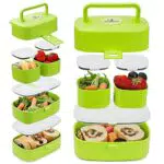 Bugucat Lunch Box Bambini 2 in 1 con Contenitori Ermetici e Posate