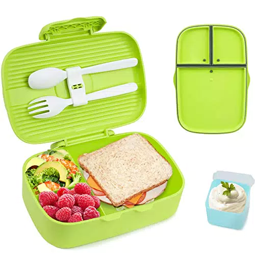 Lunch Box Bugucat Bento Box con 3 Scomparti - Sicuro Microonde e Lavastoviglie