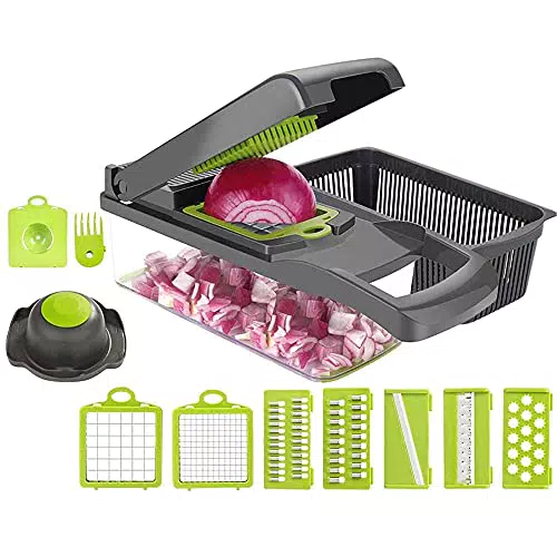 Bugucat Tagliaverdure Affettaverdure 8-in-1 Taglia Verdure Grattuggia Verdure Mandolina Affettatrice Per Tutti Gli Ortaggi Frutta