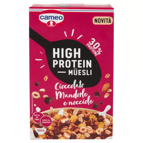 Cameo Muesli Proteico con Cioccolato Fondente e Mandorle Croccanti