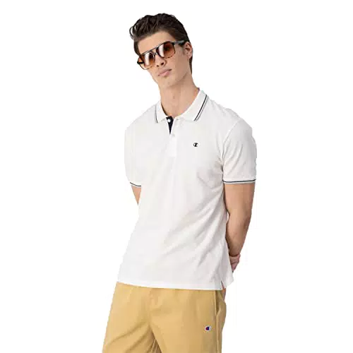 Champion Legacy Polo in Cotone Piqué con Logo C, Bianco