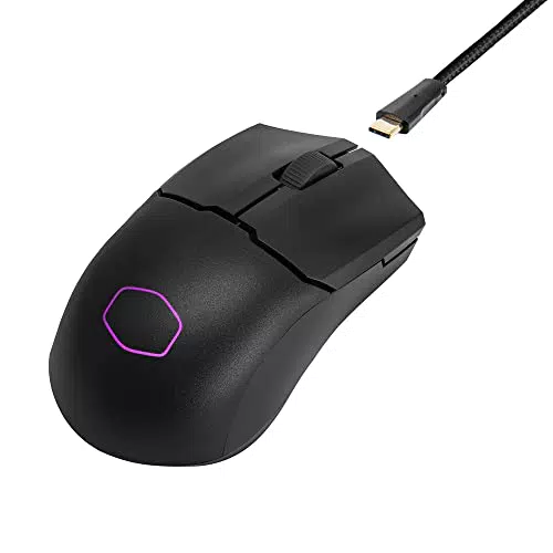 Cooler Master MM712 RGB-LED Mouse da Gioco Wireless Ibrido Ultraleggero - Sensore Ottico PAW3370 19K DPI, Interruttori Ottici 70 milioni di Clic - Nero