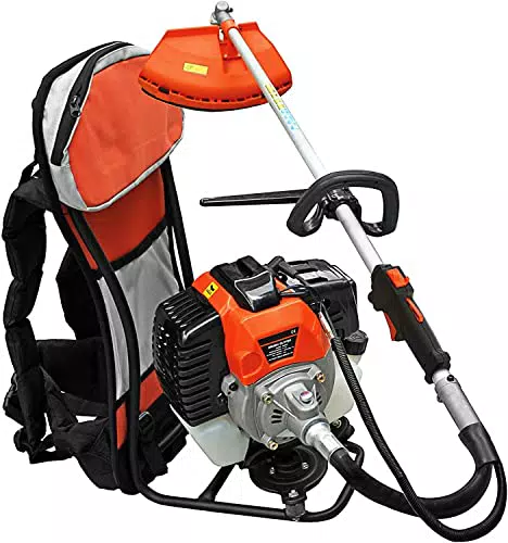 Decespugliatore a Zaino 52cc 2 Tempi Multifunzione - Decespugliatore a Spalla con Testina Doppio Filo e Disco a 3 Denti