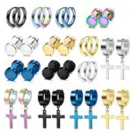 Orecchini Creoli in Acciaio Inossidabile Unisex Dochais a Croce