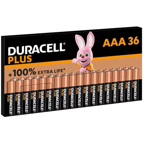 Duracell Batterie Alcaline AAA 1.5V - Extra Durata - Affidabilità per Dispositivi Quotidiani - Senza Plastica - 10 Anni di Conservazione