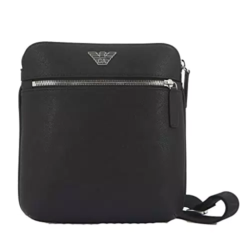 Emporio Armani Borsello Tracolla con Zip e Logo - Nero