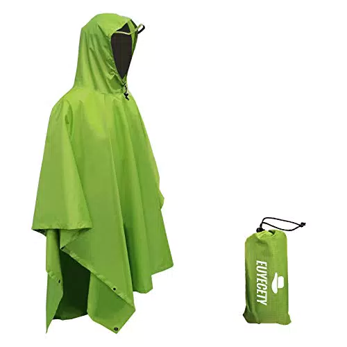 Poncho Impermeabile Multifunzionale con Cappuccio per Trekking e Campeggio