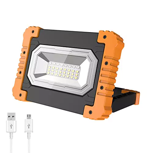 NATPOW Faro LED Ricaricabile con Cavo USB, Luci da Lavoro Portatile per Cantieri e Garage