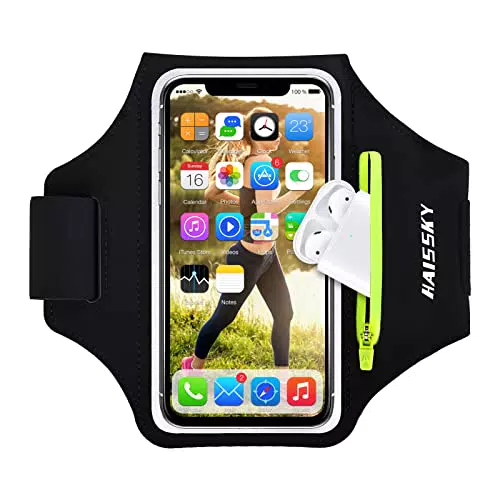 Fascia da Braccio Portacellulare Sportiva con Titolare Airpods per Correre - Compatibile con iPhone e Galaxy S - 6.8"