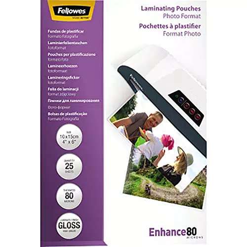 Fellowes Pouches Lucide Formato Foto, 80 Micron, 10x15 cm