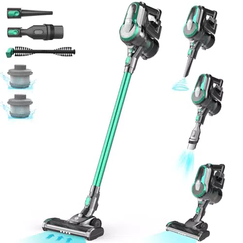 FixtFixer Aspirapolvere Senza Fili Potente 25000Pa/250W - Scopa Elettrica Ricaricabile con LED