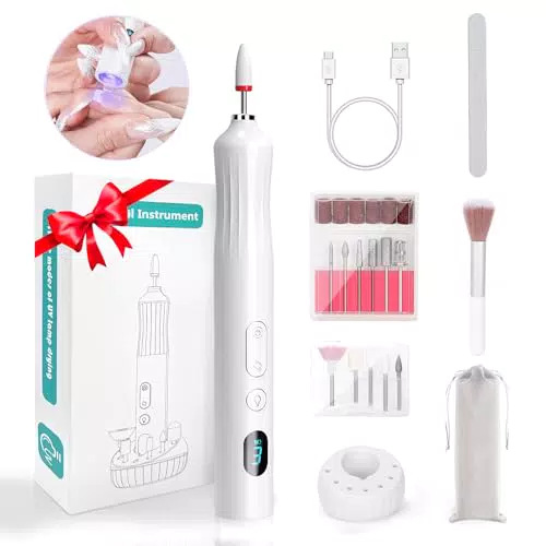 Fresa per Unghie Elettrica Professionale 13 in 1 Senza Fili con Luce UV - Kit Manicure e Pedicure USB