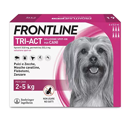 FRONTLINE Triact, 6 Pipette, Cane XS, Antiparassitario per Cani e Cuccioli di Lunga Durata