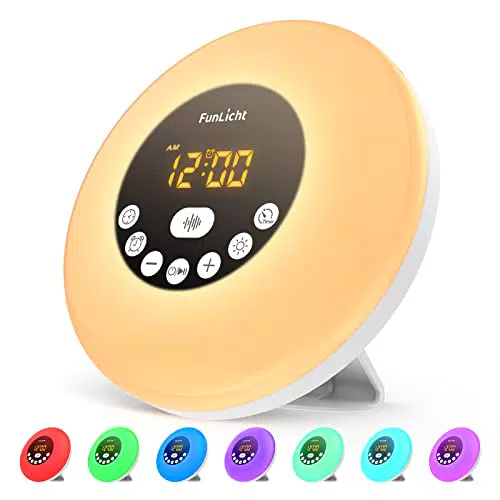 Funlicht Macchina Rumore Bianca 4 in 1 con Luce Notturna e Sveglia: 10 Suoni Lenitivi per Dormire