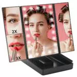 Specchio Vanity GERUIKE con Luci LED e Ingranditori, Touchscreen - Nero