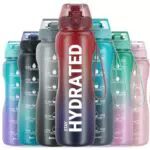Borraccia Gohippos Motivazionale con Cannuccia da 1L, Tritan Senza BPA - Ideale per Palestra, Ufficio e Scuola