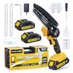 Mini Motosega a Batteria Hancaner 6-Inch con 2 Batterie da 2,0 Ah e Catene - Motosega Elettrica per Albero Trimming