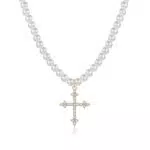 Collana a Croce di Perle Hipwope Placcata in Oro 14K