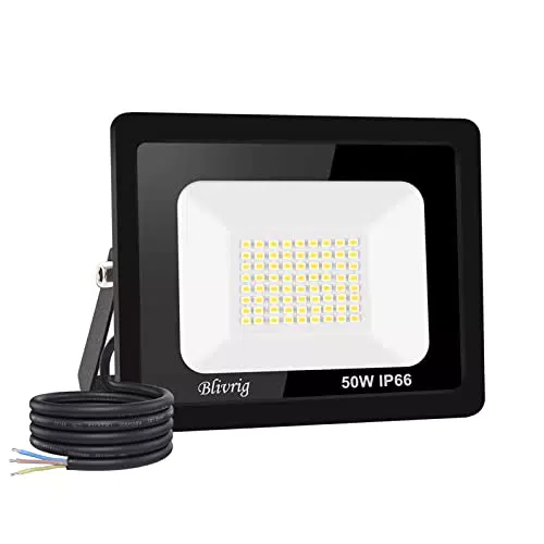 Faretto LED da Esterno 50W Bianco Freddo IP66 Impermeabile - Ideale per Giardino e Garage.