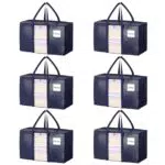 JOISCOPE Set di borse portaoggetti pieghevoli rinforzate con maniglie e cerniere, valigia impermeabile trasparente - Blu