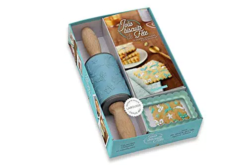 Rouleau à pâtisserie con Plaque en Silicone Amovible e Emporte-pièce - Jolis Biscuits de Fête