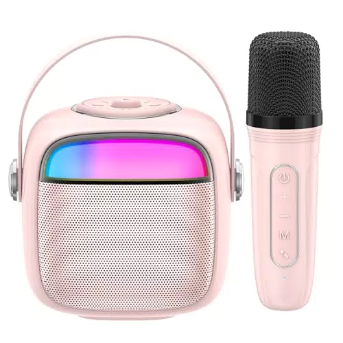 Karaoke Bluetooth con Microfono Ricaricabile e Luci LED - Ideale per Bambini e Adulti